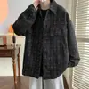 Wukong tiene en stock chaquetas de solapa a cuadros estilo Chanel de moda de otoño para hombres y mujeres, ropa vintage holgada para parejas, prendas de abrigo versátiles
