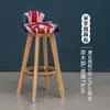 Silla de Barra Nórdica para Uso Doméstico, Taburete Alto de Madera Maciza, Moderno y Sencillo, Silla de Barra Giratoria