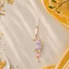 Encantador y lindo amuleto de bolso de conejo corriendo en brocado Song, llavero de recuerdo cultural y creativo DIY, accesorio colgante para correa de teléfono estilo chino