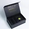 Caja Personalizada Negra Estampada en Caliente para Set de Productos de Cuidado de la Piel de Gama Alta, Fabricante de Cajas Tipo Libro con Película Mate, Foshan Li Shu Zhong Hao Packaging