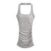 Vestido halter de verano para chica caliente con cuello cuadrado, sin mangas, ajustado con almohadilla en el pecho, adelgazante, sin espalda, sexy, falda tubo