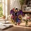 Colgante de ventana de vidrio emplomado acrílico 2D de bruja vintage transfronterizo decoración de Halloween para casa, balcón, jardín, colgante, regalo