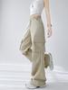 Pantalones Cargo de Paracaídas de Estilo Americano de Alta Gama Acampanados para Mujer, Verano Delgados Estrechos Versátiles de Cintura Alta Adelgazantes de Pierna Ancha Largos