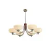 Lámpara de Restaurante Estilo Crema Madera Maciza Retro Lámpara de Araña Estilo Mid-Century de Gama Alta para Sala de Estar Dormitorio Vidrio Celebridad de Internet Dormitorio Principal Nórdico