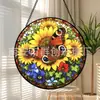 Borboleta Monarca Girassol Vitral Pingente Ornamento de Vidro para Casa Decoração de Janela Jardim Pegador de Sol