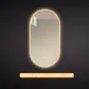 Espejo de baño inteligente ovalado para pared salón de belleza con luz pantalla táctil LED inducción antivaho espejo de tocador HD