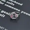 Estilo Dulce de Niña Plata Rosa Diamante Colorido Tesoro Lazo Estrella Corona Anillo Abierto Anillo de Apilamiento de Nicho para Mujeres