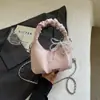 Bolsa Transversal Elegante de Ombro Único com Laço Nova Estilosa da Primavera Bolsa Simples Tendência com Corrente Plissada para Mulheres