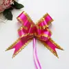 30 # Laço com padrão de onda em relevo dourado, decoração de flor de tamanho médio amarrada à mão para presentes de Natal, embalagem de flores e bonsai floral