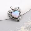 Colgante de Piedra Natural Cristal Vintage Transfronterizo, Colgante de Corazón Incrustado Collar Hueco DIY, Accesorios de Joyería de Lujo Ligero