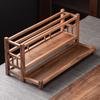 Estante de Madera de Nogal para Té Estante de Almacenamiento para Tetera de Arcilla Púrpura para Juego de Té Kung Fu Soporte para Tazas de Té Estante de Almacenamiento Doméstico Estilo Chino Pequeño de Escritorio