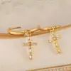 Joyas Calientes Europa y América Celebridad de Internet INS Cruz Caliente Nicho Simple Retro Chapado en Cobre Oro de 18 Quilates Pendientes Pendientes