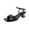 Elegantes Sandalias de Tacón Alto Minimalistas de Verano 2026, Abiertas por Delante, con Tira Única al Tobillo y Punta Cuadrada