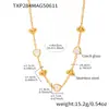 Miduoduo Corazón Romántico Francés Piedra de Cristal Checo Conjunto de Joyería Pulsera Collar Acero Inoxidable Chapado en Oro Real 18K