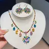 ¡Precioso y deslumbrante! Collar con colgante de flor de circón y gota de agua, cadena para la clavícula estilo corte vintage, joyería de lujo ligero y sensación de alta gama