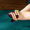 Anel Aberto Estilo Simples Popular de Zircônia Espiga de Trigo para Mulheres Anel de Dedo Indicador em Ouro de Areia Vietnamita Design Que Não Desbota por Muito Tempo