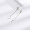 Arete Largo y Sencillo de Jade Hetian para Mujer, Pendientes de Forma de Ola Nueva 2026, Pendientes Elegantes Redondos de Perlas de Jade Estilo Chino