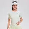 Camiseta de verano para mujer, con estampado reflectante, corta, de licra, para yoga, deportes al aire libre, manga corta, para correr, maratón y fitness