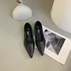 2026 Novo Modelo Bico Fino Salto Baixo Grosso Mary Jane Feminino Slip-On Raso Casual Versátil Sapatos de Couro