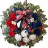 2026 Día de la Independencia Estadounidense Bestseller Transfronterizo Corona del Día de la Independencia Adecuada para Puerta Principal Día de los Caídos Flores Artificiales