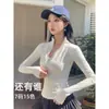 Jaqueta Cardigan com Zíper Fitness de Secagem Rápida Feminina para Yoga Corrida Esportes Manga Longa Alta Elasticidade Slim Fit Roupa Esportiva para Exterior