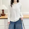 Especial Tallas Grandes Mujer Otoño Nuevo Estilo Coreano Diseño de Moda Camiseta de Manga Larga Empalmada Top 1100