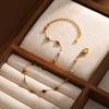 Cadena de clavícula dorada con diseño de nicho de estilo europeo y americano, joyería de cadena de clavícula, collar de piedra natural para mujer que no se desvanece