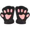 Guantes Mujer Invierno Estudiante Otoño e Invierno Cálidos Suaves Chica Lindos ins Pata de Gato de Felpa Estilo Coreano Medio Dedo Engrosados y Forrados