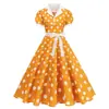 Toma real en stock 2025 Venta caliente transfronteriza de Amazon camisa de lunares cuello blanco vestido retro francés estilo Hepburn Hong Kong