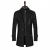 Abrigo de Lana para Hombres de Mediana Edad y Mayores, Estilo Business Casual, Cuello Doble, Forro Interior Desmontable, Solapa Grande, Engrosado, Longitud Media