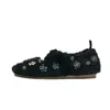 [Nuevo Producto Coreano] Zapatos Peludos con Lazo de Pedrería Estilo Dulce para Mujer, Nuevos Zapatos Casuales de Invierno Tipo Mary Jane Bajos