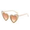 Gafas de Sol Personalizadas Incrustadas de Diamantes Gafas con Forma de Corazón de Moda Europeas y Americanas Elegantes Gafas de Sol con Forma de Corazón de Melocotón con Diamantes para Mujer