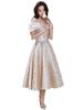 Vestido de Noche Dorado de un Hombro para Mujer 2026 Nuevo Estilo Primavera Elegante Estilo Francés para Anfitriona Fiesta de Cumpleaños