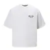 Camiseta de Manga Corta con Estampado de Letras Color-Block Estilo Americano, Holgada Moda Urbana Ins Hip-Hop Casual para Hombre Verano Cuello Redondo