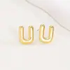 Pendientes de letras de burbuja lisas con baño de cobre y oro real transfronterizos, moda, temperamento, Joker, nuevos pendientes exquisitos, venta al por mayor