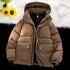 Blast Inverno Novo Casal Jaqueta de Penas de Pato Masculina e Feminina Curta Inverno Espessada Estampa Total Jaqueta com Capuz Estilo Hong Kong Jaqueta de Penas
