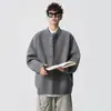 Directo de Fábrica Otoño/Invierno 2026 Moda Grueso Patchwork Falso Dos Piezas Cardigan de Punto Chaqueta Suéter Casual Joven para Hombre