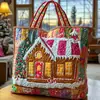 2026 Nuevo Bolso Tote Acolchado Bordado de Moda Navideño Estampado Digital Transfronterizo Bolso de Algodón Casual para el Trabajo