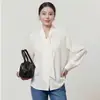 2026 Otoño Temprano Nuevo Estilo Retro Chic Casual Camisa de Manga Larga de Tencel Top Holgado Distribución al por Mayor