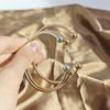 Pulsera de acero inoxidable para mujer, estilo temperamento nicho, par abierto de cuentas, chapado en oro de 18k, cuenta redonda tipo ajo, pulsera delgada, comodín, venta al por mayor