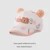 Boné Infantil com Estampa de Urso Fofo Cruzado 1-3 Anos Chapéu de Sol Infantil Novo Boné de Baseball de Bebê Fofo