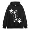 Camiseta de manga corta con estampado de cinco estrellas, estilo americano, retro, original y elegante, sudadera con capucha y cuello redondo para combinar con todo tipo de prendas de calle.
