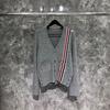 TIME BREATHE Marca de Moda tb Suéter Cárdigan Rojo Blanco Azul Cuatro Barras Chaqueta de Punto Casual para Hombre y Mujer