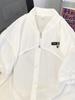 Camisa con Botones de Hierro de Costura Falsa de Dos Piezas Marca de Moda para Hombre Estilo Hong Kong Blanca de Manga Corta Nueva Llegada Primavera y Verano 2025