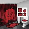 Serie Día de San Valentín Cortina de Ducha Felpudo Cuatro Piezas Baño del Hogar Separación Seco y Húmedo Cortina de Ducha Cortina de Ducha Impermeable