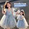 Vestido Menina Elsa 2026 Novo Verão Menininha Infantil Vestido Princesa Elsa Estiloso Saia de Gaze Fofa