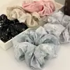 Goma para el pelo de tela con purpurina fina impresa estilo coreano con artesanía tie-dye, Lazo para el pelo moderno, Accesorio para el pelo versátil y elegante