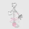 Chaveiro/Pingente de Bolsa DIY Versátil Cor Prata-Branco Laço Coração Estrela Rosa Pêssego para Meninas