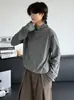 Camiseta masculina tendência estilo americano, gola alta discreta, manga longa, nova moda outono e inverno 2026, top casual para usar por baixo