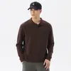 Suéter de punto de manga larga para hombre con cuello de solapa, de estilo clásico y vintage, adecuado para primavera y otoño, un suéter liso versátil y casual de corte holgado